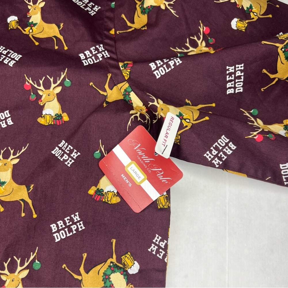North Pole Trading Co.  Button Up Christmas  Polo Size Large. Brew dolph - Picture 3 of 8